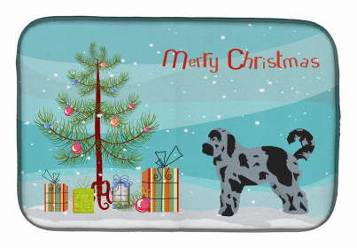 Dog Breed/Merry Christmas art Dish Drying Mat (Color: Aussiedoodle #2, size: 14 x 21)
