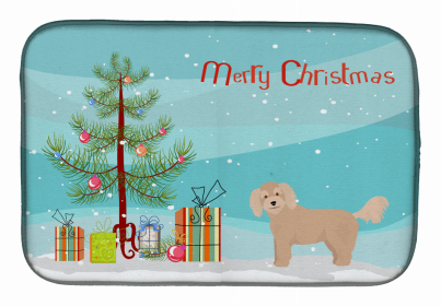 Dog Breed/Merry Christmas art Dish Drying Mat (Color: Bichpoo, size: 14 x 21)