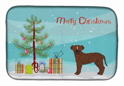 Dog Breed/Merry Christmas art Dish Drying Mat (Color: Bullboxer, size: 14 x 21)