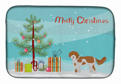Dog Breed/Merry Christmas art Dish Drying Mat (Color: Cavapoo, size: 14 x 21)