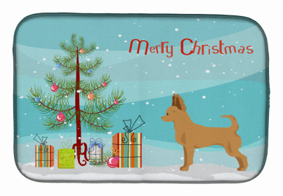 Dog Breed/Merry Christmas art Dish Drying Mat (Color: Tan Chion, size: 14 x 21)