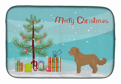 Dog Breed/Merry Christmas art Dish Drying Mat (Color: Tan Cockapoo, size: 14 x 21)