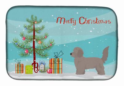 Dog Breed/Merry Christmas art Dish Drying Mat (Color: Doxiepoo, size: 14 x 21)