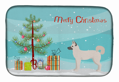 Dog Breed/Merry Christmas art Dish Drying Mat (Color: Gerberian Shepsky, size: 14 x 21)