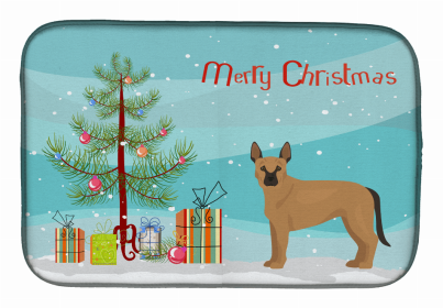 Dog Breed/Merry Christmas art Dish Drying Mat (Color: Tan German Shepherd Mastiff Mix, size: 14 x 21)