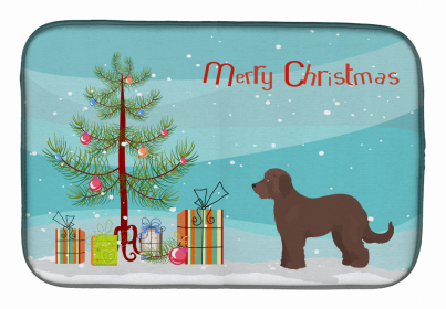 Dog Breed/Merry Christmas art Dish Drying Mat (Color: Brown Goldendoodle, size: 14 x 21)