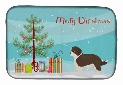 Dog Breed/Merry Christmas art Dish Drying Mat (Color: Havapoo #1, size: 14 x 21)