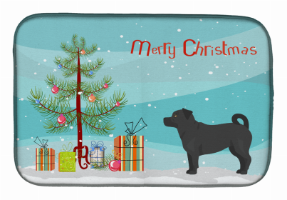 Dog Breed/Merry Christmas art Dish Drying Mat (Color: Balck Jug, size: 14 x 21)