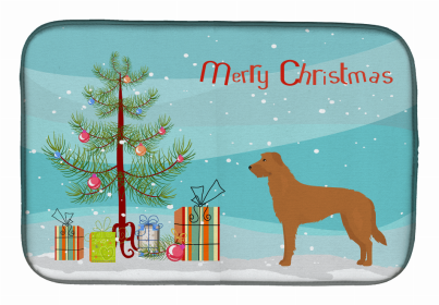 Dog Breed/Merry Christmas art Dish Drying Mat (Color: Lurcher #2, size: 14 x 21)