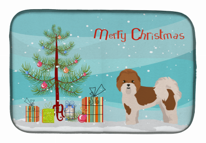 Dog Breed/Merry Christmas art Dish Drying Mat (Color: Mal-Shi, size: 14 x 21)