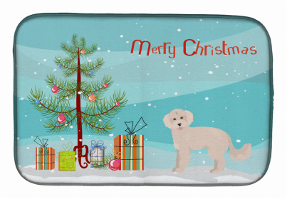 Dog Breed/Merry Christmas art Dish Drying Mat (Color: Maltipoo, size: 14 x 21)