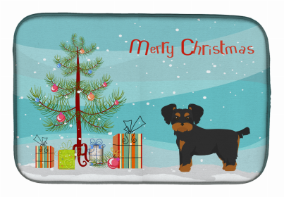 Dog Breed/Merry Christmas art Dish Drying Mat (Color: Morkie, size: 14 x 21)