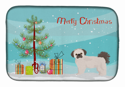 Dog Breed/Merry Christmas art Dish Drying Mat (Color: Pekeapoo, size: 14 x 21)