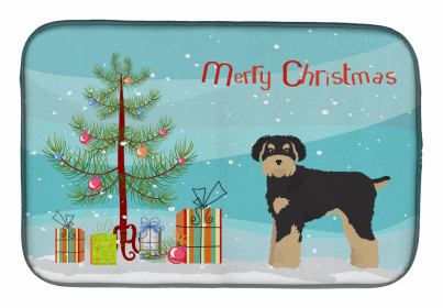 Dog Breed/Merry Christmas art Dish Drying Mat (Color: Schnoodle, size: 14 x 21)