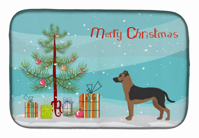 Dog Breed/Merry Christmas art Dish Drying Mat (Color: Shepherd Pit Mix #1, size: 14 x 21)