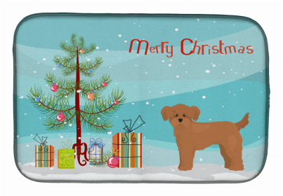 Dog Breed/Merry Christmas art Dish Drying Mat (Color: Shi Chi, size: 14 x 21)