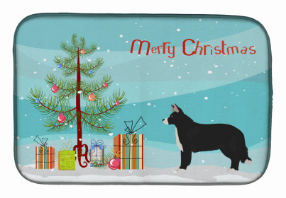 Dog Breed/Merry Christmas art Dish Drying Mat (Color: Shollie #1, size: 14 x 21)