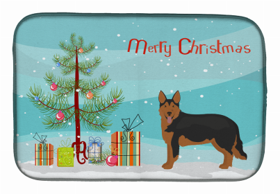 Dog Breed/Merry Christmas art Dish Drying Mat (Color: Shollie #2, size: 14 x 21)