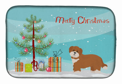 Dog Breed/Merry Christmas art Dish Drying Mat (Color: Shorkie #2, size: 14 x 21)