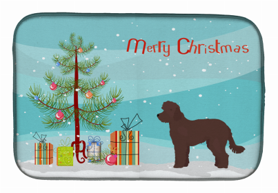 Dog Breed/Merry Christmas art Dish Drying Mat (Color: Whoodle #1, size: 14 x 21)