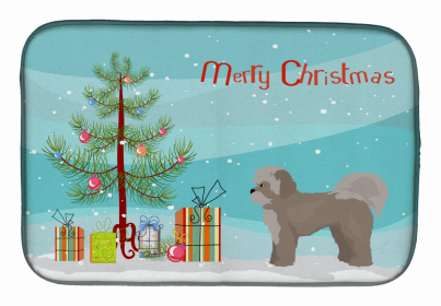 Dog Breed/Merry Christmas art Dish Drying Mat (Color: Zuchon #1, size: 14 x 21)