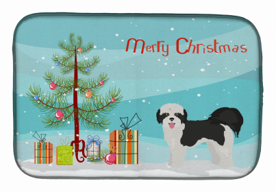 Dog Breed/Merry Christmas art Dish Drying Mat (Color: Zuchon #2, size: 14 x 21)