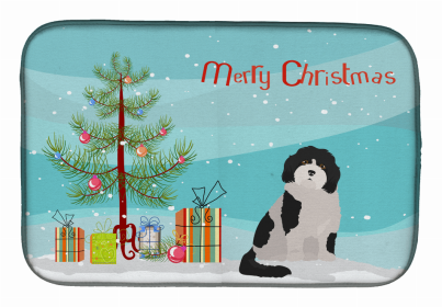 Dog Breed/Merry Christmas art Dish Drying Mat (Color: Cavachon #3, size: 14 x 21)