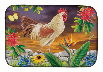 Bird/Rooster Dish Drying Mat (Color: White Rooster, size: 14 x 21)