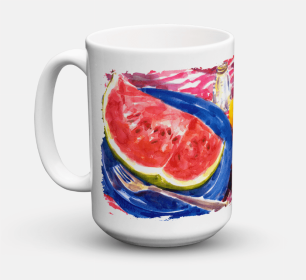 Fruit Coffee Mug 15 oz (Color: Fruits and Vegetables - Watermelon, size: 5 x 5)