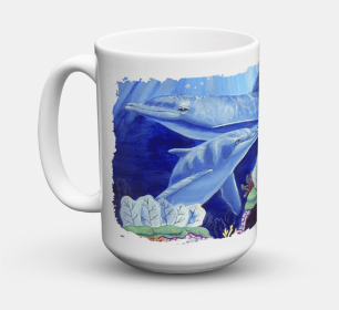 Animal Coffee Mug 15 oz (Color: Dolphin under the sea, size: 5 x 5)