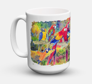 Bird Coffee Mug 15 oz (Color: Parrot Head, size: 5 x 5)