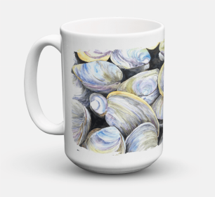 Shells Coffee Mug 15 oz (Color: Clam Quahog Shells, size: 5 x 5)