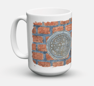 Scenic Coffee Mug 15 oz (Color: New Orleans Watermeter on Bricks, size: 5 x 5)