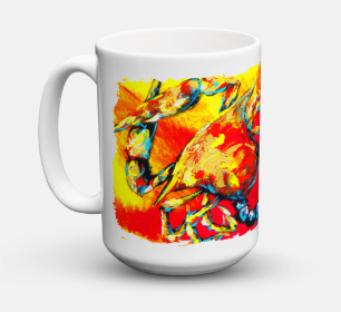 Shellfish Coffee Mug 15 oz (Color: Red Crab Hot Dang, size: 5 x 5)