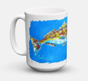 Fish Coffee Mug 15 oz (Color: Red Fish Seafood Two, size: 5 x 5)
