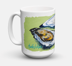Shells Coffee Mug 15 oz (Color: Oysters Two Shells, size: 5 x 5)