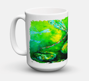 Coffee Mug (Color: Dragonfly Summer Flies, size: 15 oz)