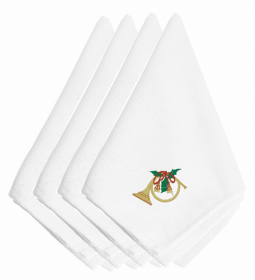 Christmas Themed Embroidered Napkins (Color: Christmas French Horn, size: 20 x 20)