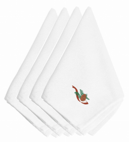 Christmas Themed Embroidered Napkins (Color: Christmas Single Pine Cone with Red Ribbon, size: 20 x 20)