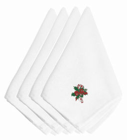 Christmas Themed Embroidered Napkins (Color: Christmas Candy Cane and Holly, size: 20 x 20)