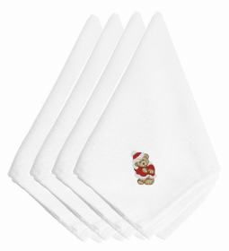 Christmas Themed Embroidered Napkins (Color: Christmas Santa Teddy Bear, size: 20 x 20)