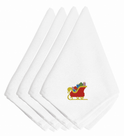 Christmas Themed Embroidered Napkins (Color: Christmas Santa's Sleigh, size: 20 x 20)