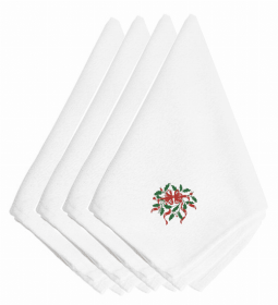 Christmas Themed Embroidered Napkins (Color: Christmas Holly with Ribbon, size: 20 x 20)