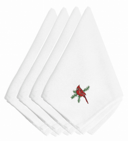 Christmas Themed Embroidered Napkins (Color: Christmas Cardinal, size: 20 x 20)